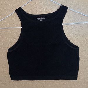 Solid Black Cropped Tank Top